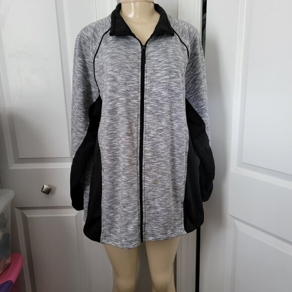 Women's Full-Zip Athletic Jacket Heather Gray & Black - Picture 14 of 14